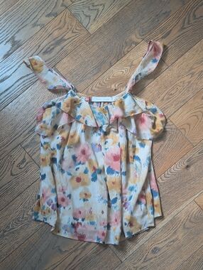 bishop + young Floral Ruffle Tie-Strap Camisole - Pink, Yellow & Blue
